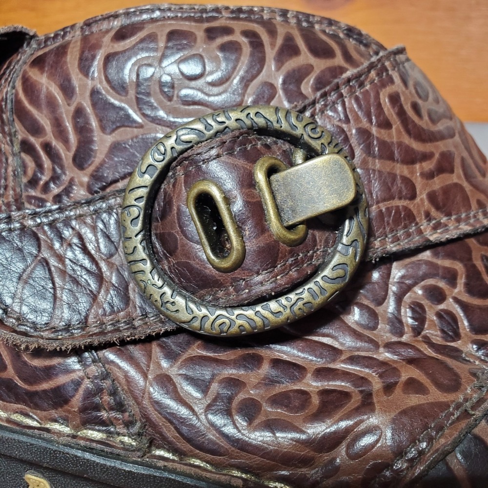 Alegria‎ Caiti Brown Embossed Leather Ankle Boot Bootie Blossom Size 37 US 6.5/7 - Picture 14 of 15